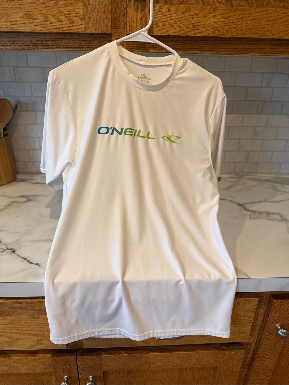 O'Neill White Tee with Blue and Lime Logo